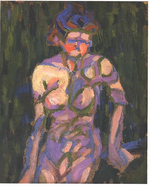 Female nude with shadow of a twig